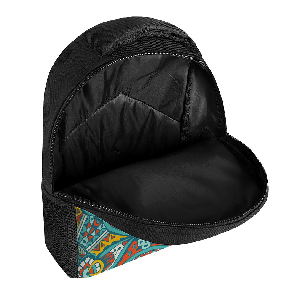 Teal Bohemian Mandala Pattern Print Casual Backpack