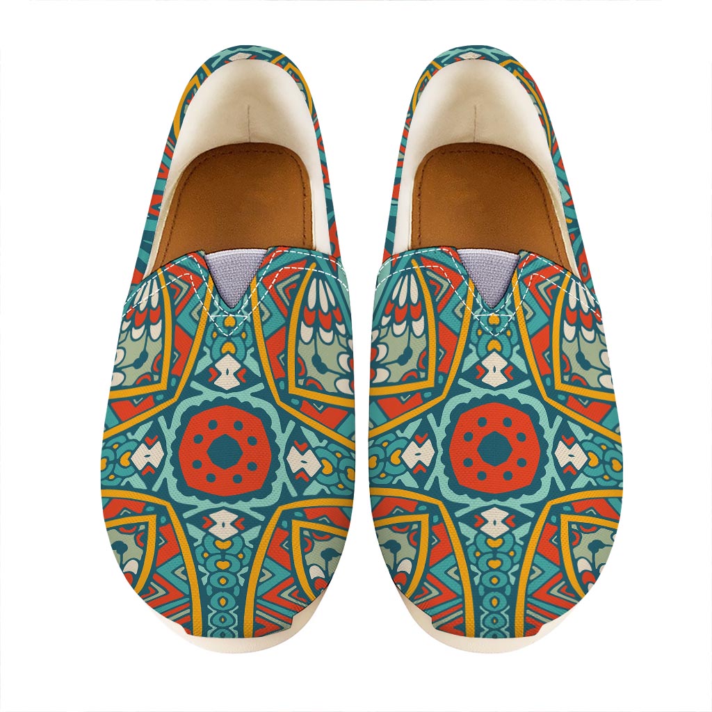 Teal Bohemian Mandala Pattern Print Casual Shoes