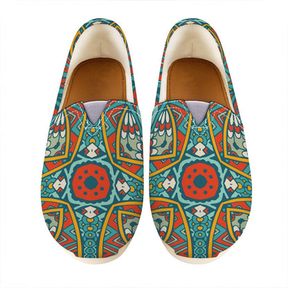 Teal Bohemian Mandala Pattern Print Casual Shoes