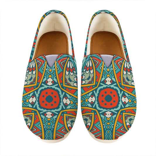 Teal Bohemian Mandala Pattern Print Casual Shoes