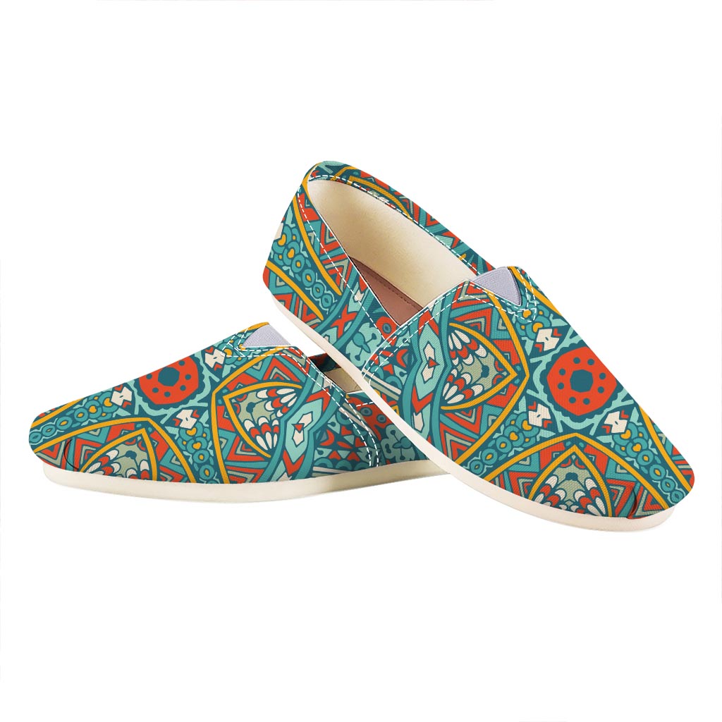 Teal Bohemian Mandala Pattern Print Casual Shoes