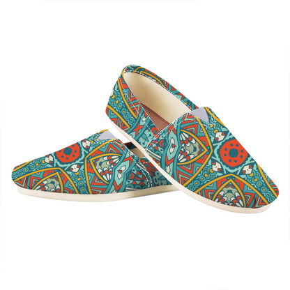 Teal Bohemian Mandala Pattern Print Casual Shoes