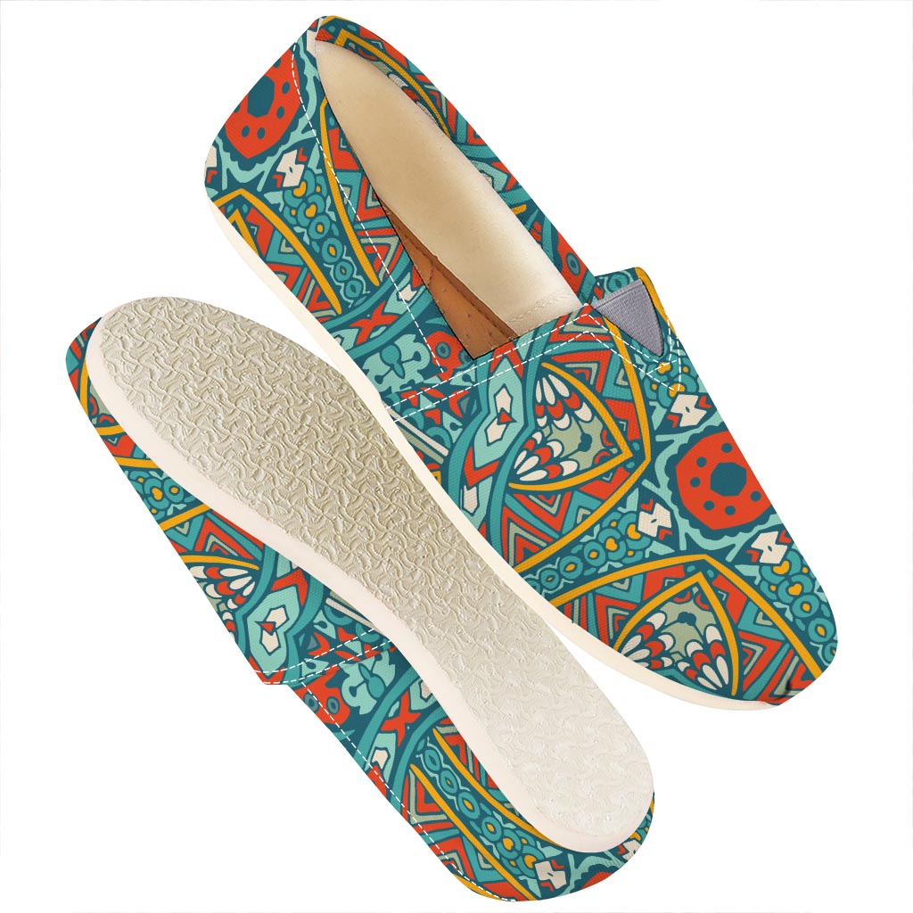 Teal Bohemian Mandala Pattern Print Casual Shoes