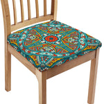 Teal Bohemian Mandala Pattern Print Chair Cushion Cover