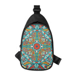 Teal Bohemian Mandala Pattern Print Chest Bag
