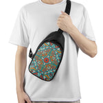 Teal Bohemian Mandala Pattern Print Chest Bag