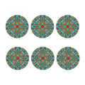 Teal Bohemian Mandala Pattern Print Coaster Set