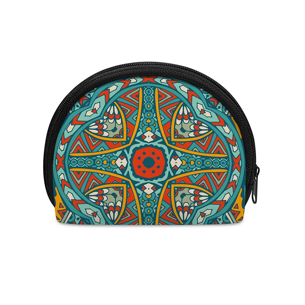 Teal Bohemian Mandala Pattern Print Coin Purse