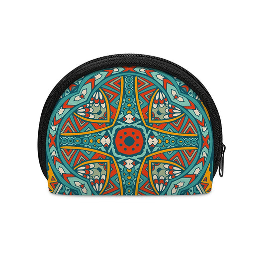 Teal Bohemian Mandala Pattern Print Coin Purse