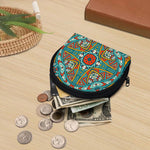 Teal Bohemian Mandala Pattern Print Coin Purse