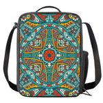 Teal Bohemian Mandala Pattern Print Crossbody Lunch Bag