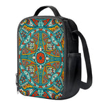 Teal Bohemian Mandala Pattern Print Crossbody Lunch Bag