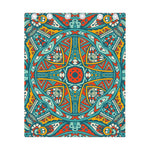 Teal Bohemian Mandala Pattern Print Curtain