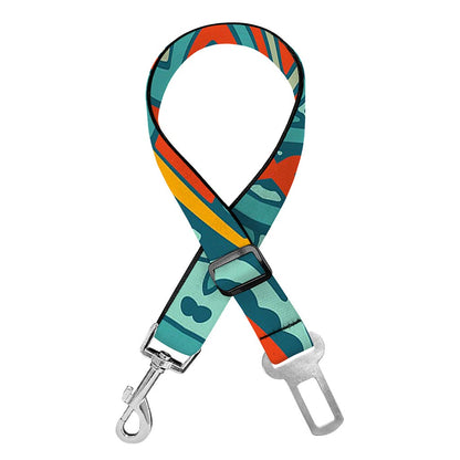 Teal Bohemian Mandala Pattern Print Dog Seat Belt