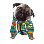 Teal Bohemian Mandala Pattern Print Dog Zip Up Hoodie