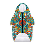 Teal Bohemian Mandala Pattern Print Dog Zip Up Hoodie