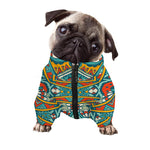 Teal Bohemian Mandala Pattern Print Dog Zip Up Jacket