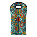 Teal Bohemian Mandala Pattern Print Double Neoprene Wine Tote