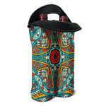 Teal Bohemian Mandala Pattern Print Double Neoprene Wine Tote