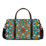 Teal Bohemian Mandala Pattern Print Duffle Bag