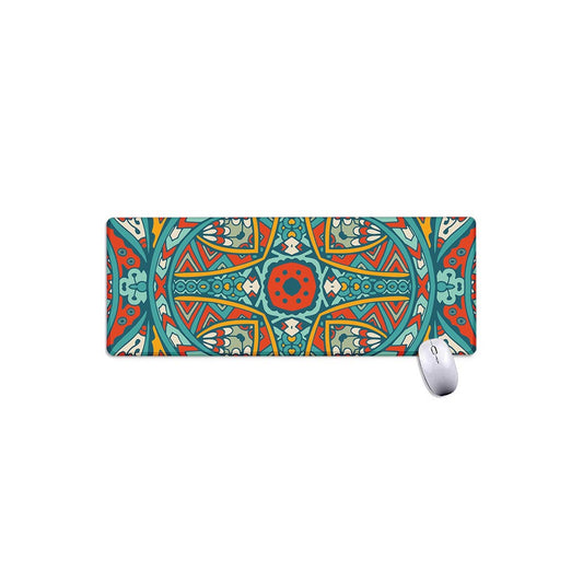 Teal Bohemian Mandala Pattern Print Extended Mouse Pad