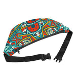 Teal Bohemian Mandala Pattern Print Fanny Pack