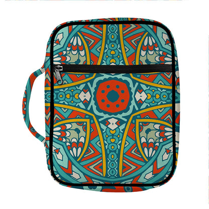 Teal Bohemian Mandala Pattern Print Front Pocket Bible Bag