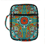 Teal Bohemian Mandala Pattern Print Front Pocket Bible Bag