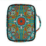 Teal Bohemian Mandala Pattern Print Front Pocket Bible Bag