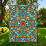 Teal Bohemian Mandala Pattern Print Garden Flag