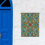 Teal Bohemian Mandala Pattern Print Garden Flag