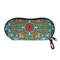 Teal Bohemian Mandala Pattern Print Glasses Case