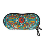 Teal Bohemian Mandala Pattern Print Glasses Case