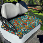 Teal Bohemian Mandala Pattern Print Golf Cart Seat Cover