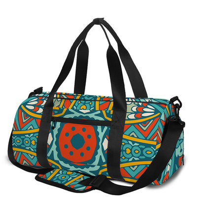 Teal Bohemian Mandala Pattern Print Gym Bag