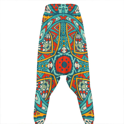 Teal Bohemian Mandala Pattern Print Hammer Pants