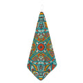 Teal Bohemian Mandala Pattern Print Hand Towel
