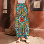 Teal Bohemian Mandala Pattern Print Harem Pants