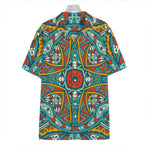 Teal Bohemian Mandala Pattern Print Hawaiian Shirt