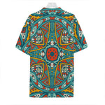 Teal Bohemian Mandala Pattern Print Hawaiian Shirt