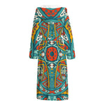 Teal Bohemian Mandala Pattern Print Hooded Bathrobe