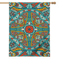 Teal Bohemian Mandala Pattern Print House Flag