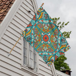 Teal Bohemian Mandala Pattern Print House Flag