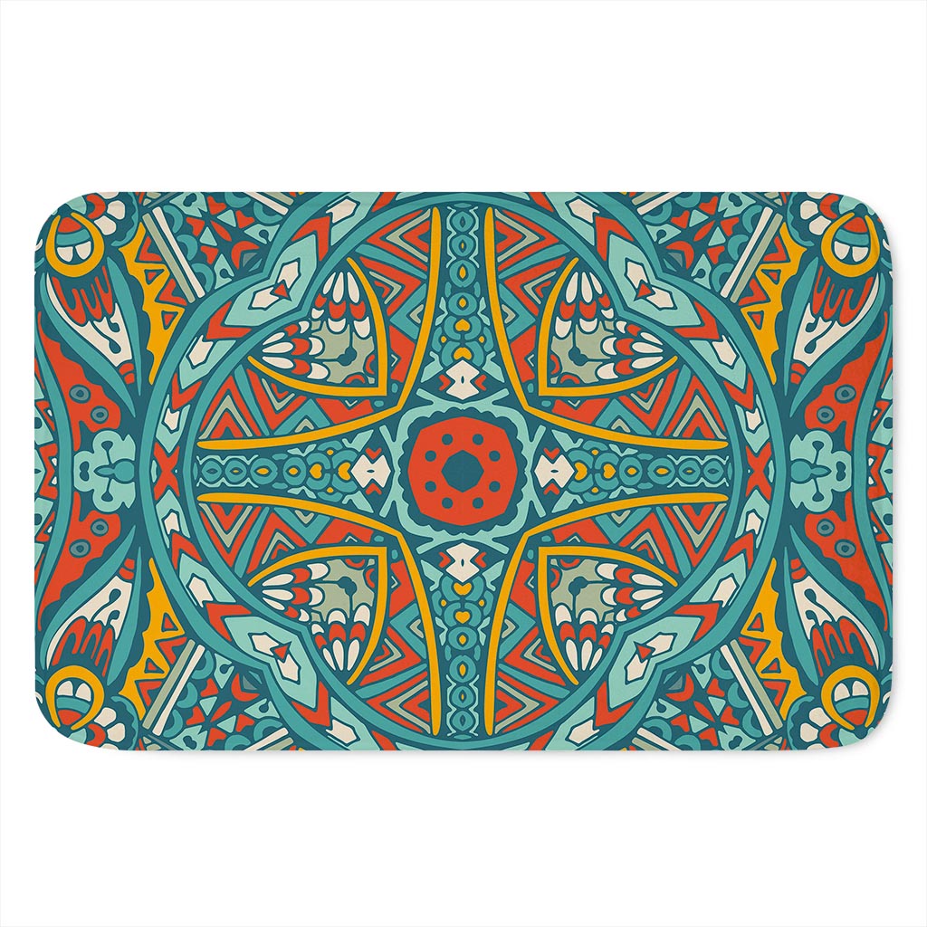 Teal Bohemian Mandala Pattern Print Indoor Door Mat