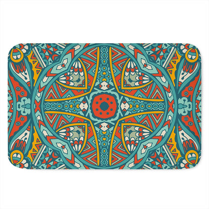 Teal Bohemian Mandala Pattern Print Indoor Door Mat