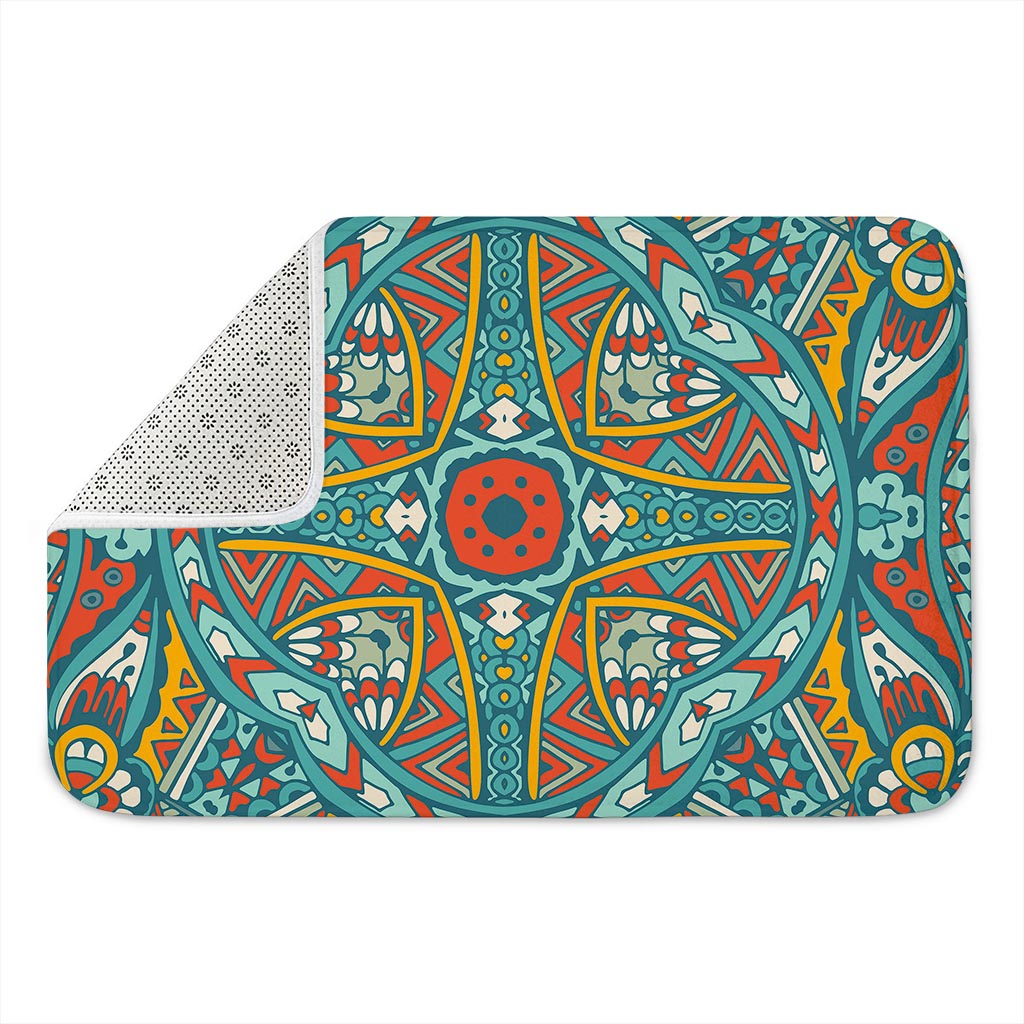 Teal Bohemian Mandala Pattern Print Indoor Door Mat