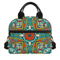 Teal Bohemian Mandala Pattern Print Insulated Lunch Bag