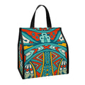 Teal Bohemian Mandala Pattern Print Insulated Lunch Tote