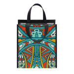 Teal Bohemian Mandala Pattern Print Insulated Lunch Tote