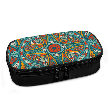 Teal Bohemian Mandala Pattern Print Insulin Cooler Travel Case